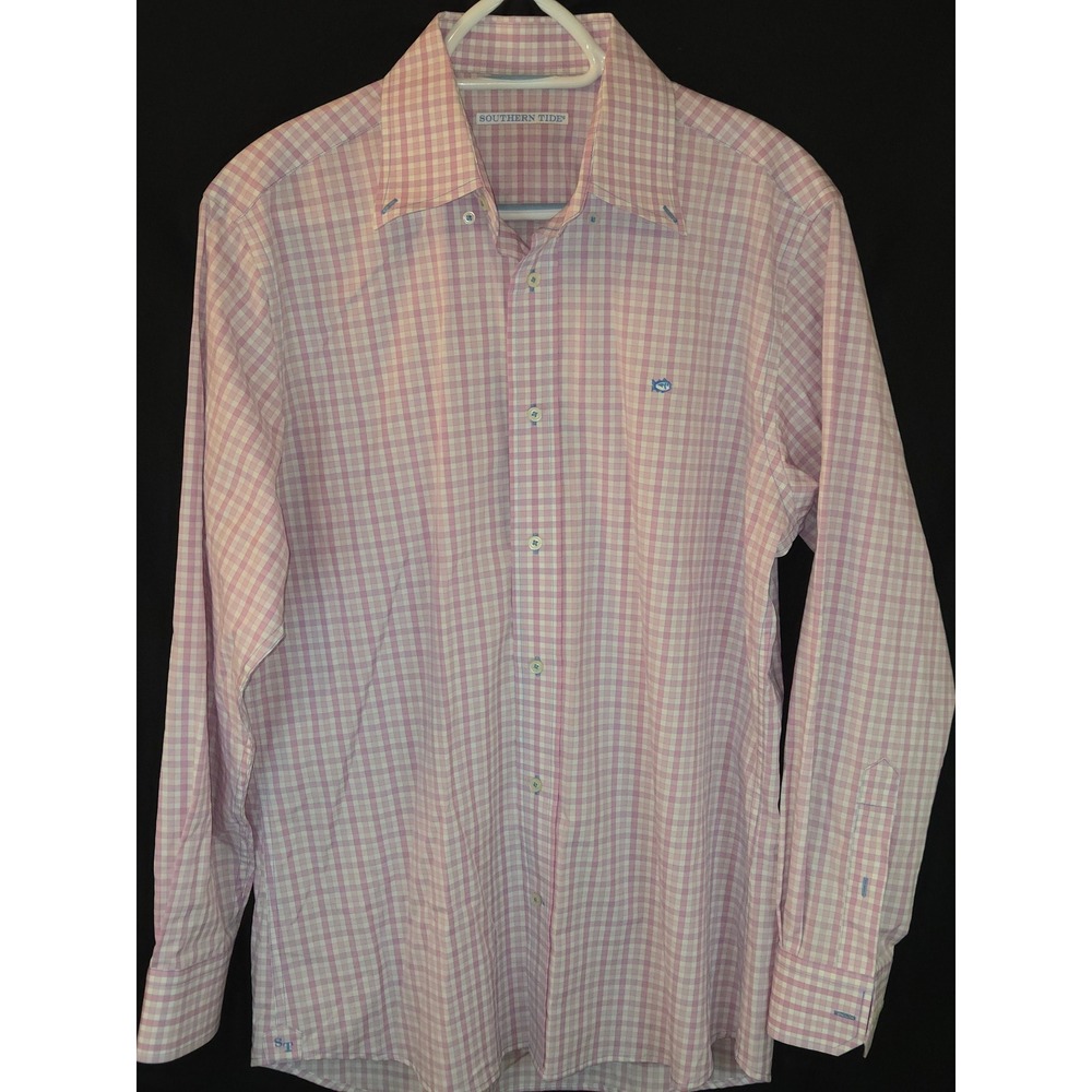 Southern Tide Mens‎ Pink Gingham Check Button Down Long Sleeve Shirt
